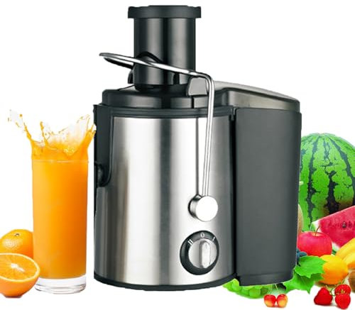 FfiMe Exprimidor centrífugo de 800 W, exprimidor Lento de prensado en frío, exprimidor Masticador para Frutas y Verduras Enteras, sin BPA, fácil de Limpiar, Dos velocidades