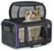 Lekespring Hundetransporter Airline genehmigt Katze und Hund Carrier für kleine Hunde, Erweiterbare Transportbox für Haustiere von Fluggesellschaften zugelassen Katzentransportbox Reisetasche, Schwarz