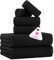 CASA COPENHAGEN Popcorn Textured 6 Piece Towel Set - Black, 550 g/m², 2 Bath Towel, 2 Hand Towel, 2 Washcloth Towels Cotton Rough and Tough Use Gift Set for Bathroom