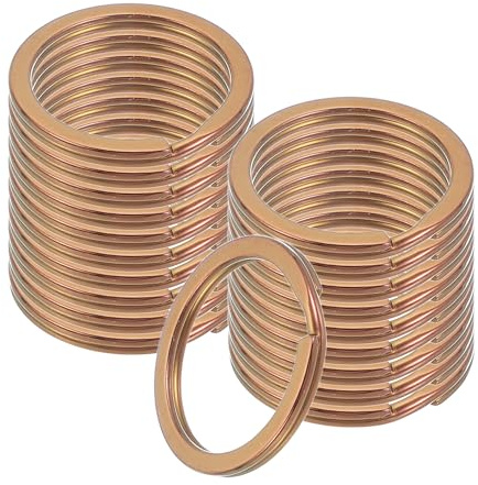 sourcing map 20pcs Split Keychain Rings, 25mm Round Flat Keyrings Stainless Steel Open Key Chain Ring Dog Tag Rings for DIY Keychain Craft Lanyard, 1.8mm Thick, Rose Gold