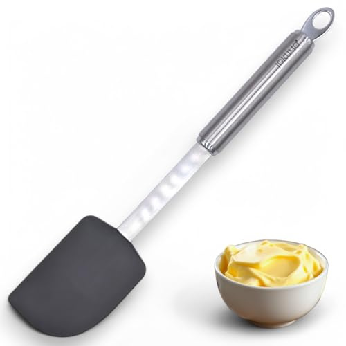 JOKUMO Pro Heavy Duty Silicone Spatula - Premium 18/10 Stainless Core, Ergonomic Tube Handle, 428°F Heat-Resistant - Ultra-Durable for Thick Mixes & Nonstick Pans - BPA-Free, Dishwasher Safe