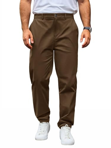 Runcati Pantalon chino pour homme - Coupe droite - Stretch - Couleur unie - En coton - Long - Léger - Avec taille élastique