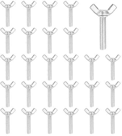 sourcing map 40 Pcs M6x30mm Wing Butterfly Screw Bolts, Carbon Steel Zinc Plated Wing Bolt Thumb Hand Screws Fasteners for Home, Machine, Electronic Equipment