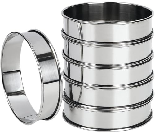 Crumpet ringar 6 st 7,6 cm rund rostfritt stål engelsk muffinsring dubbelrullade non-stick äggringar polerad bakning för kök bageri efterrätt