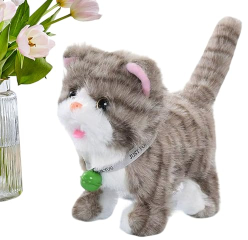 Genérico Gatto giocattolo elettronico, realistico interattivo con suono, 17 cm, giocattolo elettrico che muove la coda per bambini, per bambini amanti degli animali domestici, Natale, compleanno