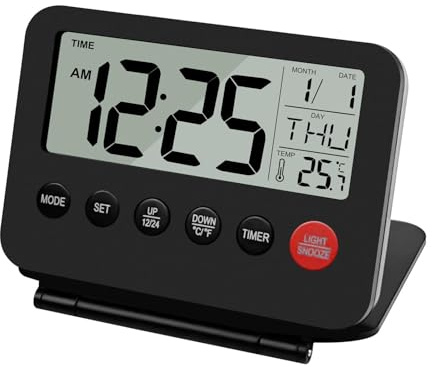 Fousenuk Reseväckarklocka, batteridriven digital klocka, vikbart fodral