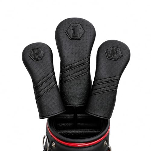 Premium fuskläder golf trä huvudskydd förare fairway trä hybrid klubb skydd set andas 1, F, H.