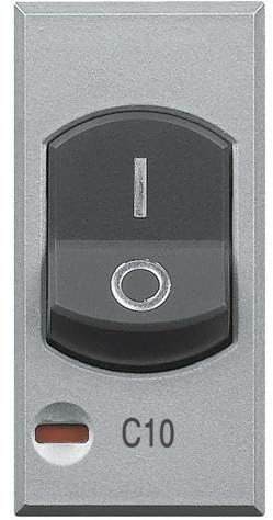 Bticino HC4301/10 Axolute Interruttore Automatico Bipolare con Un Polo Protetto 10A 230 V, Potere Interruzione 3000A 230 Vac, Argento
