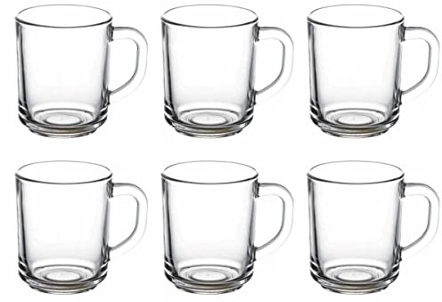 Pasabahce 55029 - Juego de 6 vasos de té con asa, para té, latte macchiato, café irlandés, ponche, vino caliente, chocolate caliente