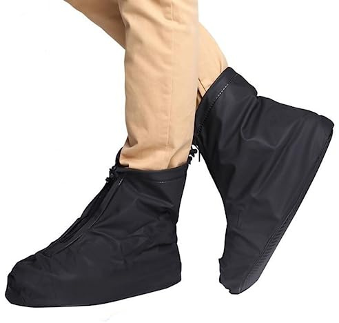 SevenD Couvre-Chaussures, Réutilisables Imperméables Légers Antidérapants Couvre-Chaussures pour Cyclisme, Bowling, Randonnée par Pluie et Neige (XL, Noir)