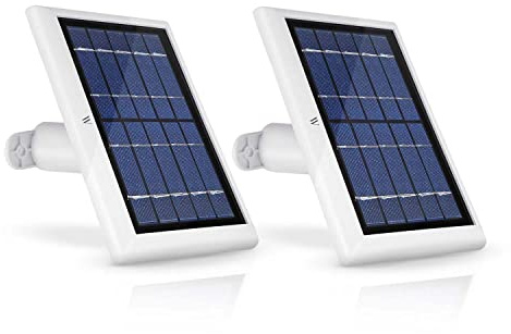 Wasserstein Solar Panel Compatible with Ring Spotlight Cam & Spotlight Cam 2K/Plus/Pro Battery, Stick Up Cam/Pro & Outdoor Cam Plus Battery-Continuous Power for Ring Surveillance Camera, 2 Pack-White