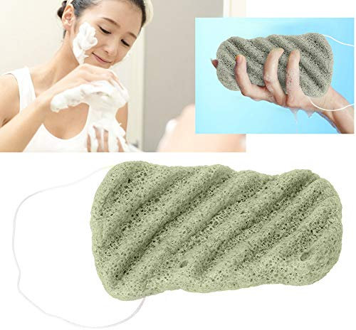Natural Konjac Sponge, Face Makeup Wash Pad Cleaning Flutter, Facial Body Exfoliate Pore Cleaning Tool with Sling(04#)