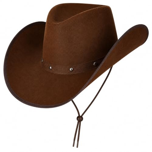 Wicked Costumes Adult Dark Brown Cowboy Hat – Western Texan Fancy Dress Party Hat for Men & Women – Country Music Festival & Rodeo Accessory