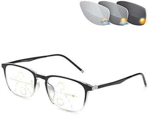Progressive Multi-Focus Reading Glasses, Color Transition Sunglasses for Men And Women with UV400 Reader,Gray,+3.00