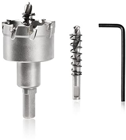 LEONTOOL Hartmetallbestückter Lochschneider, 40 mm, Schnittdurchmesser, TCT-Lochsäge mit Zentrierbohrer, L-Schraubenschlüssel für Edelstahl, Metallrohre und hartes Material