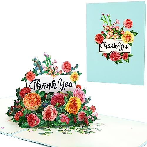 Fassory 3D pop up tackkort, blommor tackkort för lärare vänner kollegor mamma mormor syster