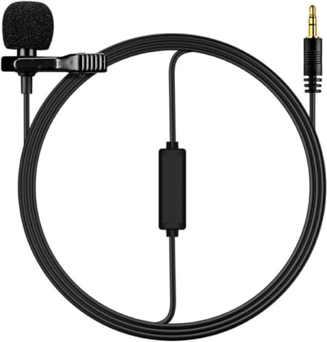 Moman Lavalier Microfono, V01CP Microfono Clip-on Omnidirezionale 3,5 mm TRS 2,5 m per Fotocamera DSLR Videocamera PC Laptop