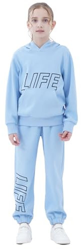 NATUST Kinder Trainingsanzug Jungen Mädchen Sportanzug Kapuzenpullover Bottom Jogging Anzug Blue 160