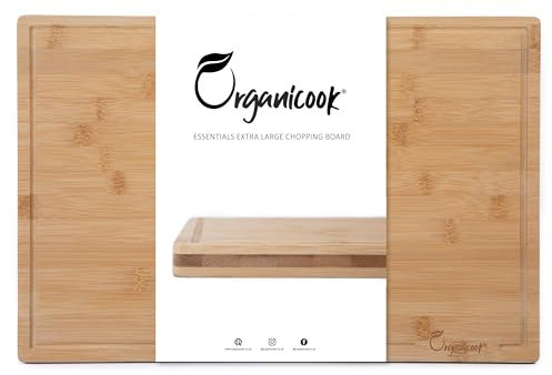 Organicook Extra Large Wooden Chopping Boards - Bamboo Chopping Boards for Kitchens - Butchers Block - Wood Cutting Board - Chopping Board Wood