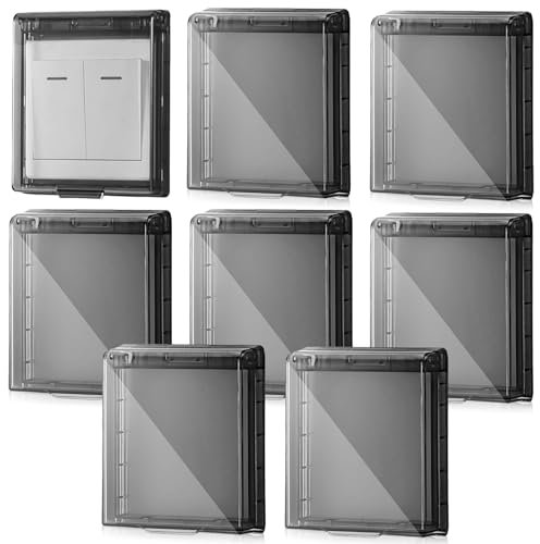 8 Stück Schalter Abdeckung Steckdosenabdeckung, Typ 86 Flip Steckdose Abdeckung Selbstklebend, Steckdosen Aussen Regenschutz Wasserdicht, Lichtschalter Abdeckung für Badezimmer, Zuhause, Draußen