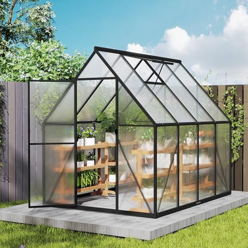 Aufun Invernadero Premium de aluminio, 4,14 m², invernadero de jardín con base de 6 cm y placa de policarbonato de 4 mm, invernadero, casa para tomates, caseta de jardín, resistente a los rayos UV