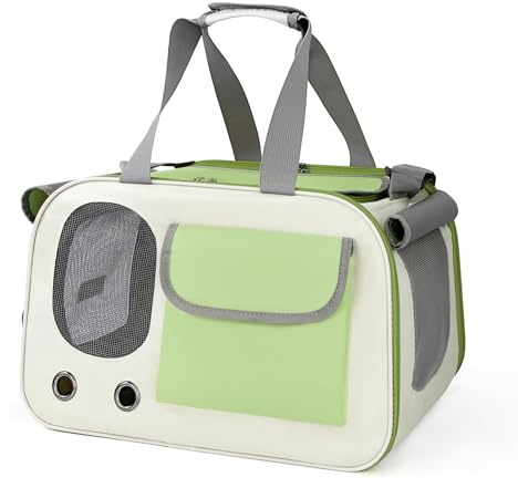 Yesaler Borsa da Trasporto in Tela di Oxford per Cani Borsa Pieghevole Traspirante per il Trasporto di Gatti per Gatti e Cani di Piccola Taglia (Verde)