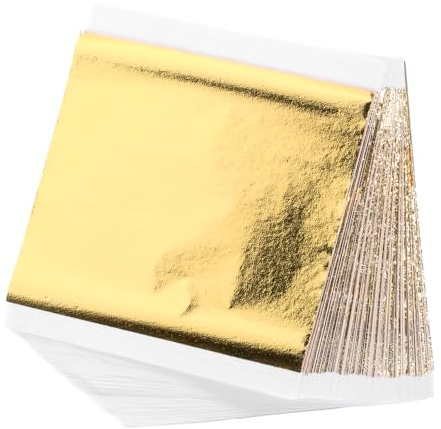 Apausvcm 100 blad guldimitation, guldblad för pyssel, guldfolie flingor, guldfolie blad, guldbastelpapper för konstprojekt, hantverk, dekoration, förgyllning, DIY-kreation