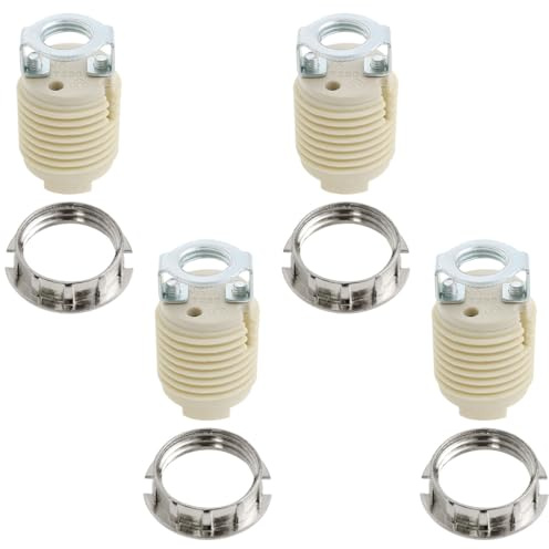 Lovelysp 4PCS G9 Ceramic Lamp Holder G-9 Halogen Bulb Base Socket with Outer Ring Suitable for Replacing LED Fluorescent Halogen Lamp Ceiling Lamp
