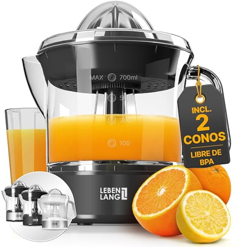 LEBENLANG Spremiagrumi elettrico - 2 Coni e senza BPA & 700ml