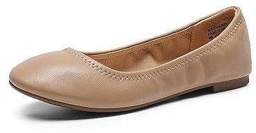 DREAM PAIRS Women's Slip On Round Toe Ballerina Ballet Flats Pumps Shoes,Size 8,Nude,Sole-Happy