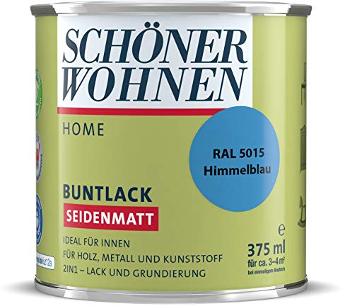 DurAcryl Buntlack Himmelblau 375 ml RAL 5015 Seidenmatt Schöner Wohnen