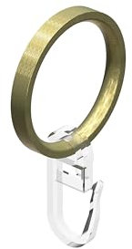 Interdeco Gardinenstangen Ringe mit Faltenhaken, Gardinenringe in Messing Optik für 20 mm Ø (20 Stück)