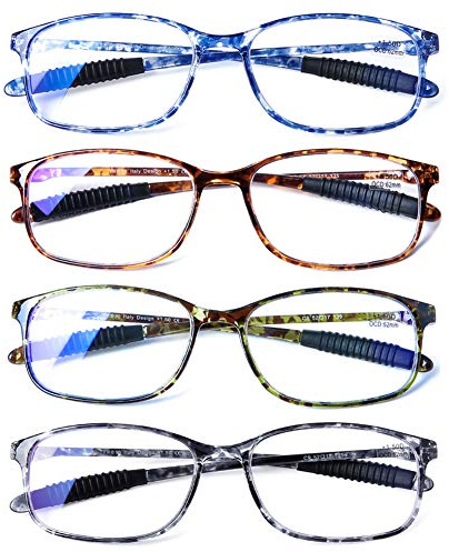 DOOViC Computer Reading Glasses 4 Pack Blue Light Blocking Glasses TR90 Flexible Lightweight Readers for Women Men 2.75