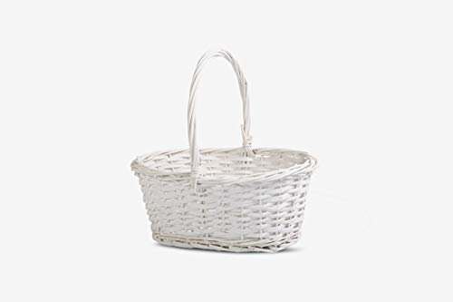 Wickerfield Hamper Baskets for Gifts Empty, Wicker Gift Basket with Handle, Dorothy Basket, Small Wicker Baskets for Flower Girl, Baby Hamper, Easter Egg (White)