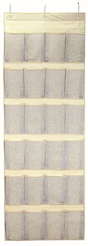 MSV Hängeorganizer Hängeaufbewahrung Tür 24 Taschen Metallhaken spart Platz in Ihrem Kinderzimmer Badezimmer Organizer, Grey, 61x172cm