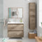Mobile Bagno da Terra 80 cm, 2 cassetti Serie Oasi, Colore Rovere con venatura Naturale, Completo di lavabo in Ceramica e specchiera