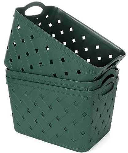ASelected 3 Stück kleiner Aufbewahrungskorb Bad, Küchenschrank Organizer Box, Aufbewahrungskorb, 35 x 30 x 21 cm Plastikbox groß für Küche, Wohnzimmer, Büro, Badezimmer, Schlafzimmer