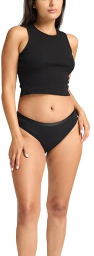 Modibodi Culotte Menstruelle Femme Bikini Absorption Modérée 30 ML sous-vêtements Absorbants et Antifuites Réutilisables, Doux et Confortables pour Le Quotidien. Noir 2XL