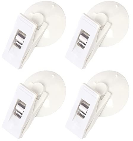 VIKY 4 Stück Saugnapf Klammer Parkscheinhalter,Weiß Kunststoff Parkausweis Halter,Wasserdicht Duschvorhang Clips Saugnapf Klein,Multifunktion Saugnäpfe Clips für Fenster für Glas, Badezimmer und Auto