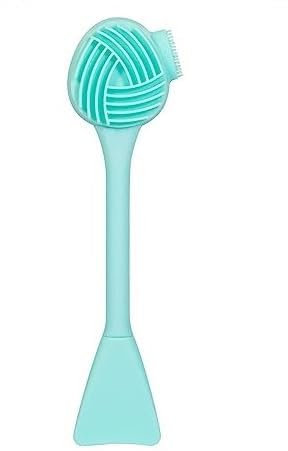 Silicone Manual Facial Cleansing Brush, All-in-One Cleanser, Exfoliating and Nasal Rinse Brush, Mask Applicator, Makeup Scraper, Great for Cleansing, Maintenance (Green)