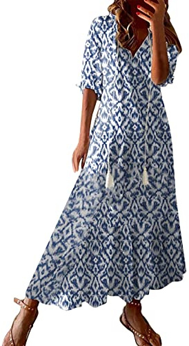 WVONIF Robes Casual Femme Robe Chic et Elegant l'église décontractée Impression en Chiffon à Manches Longues Paire avec Jupe Plissée Vêtements Femme Élégant De Soie Chemise Robe Bohème