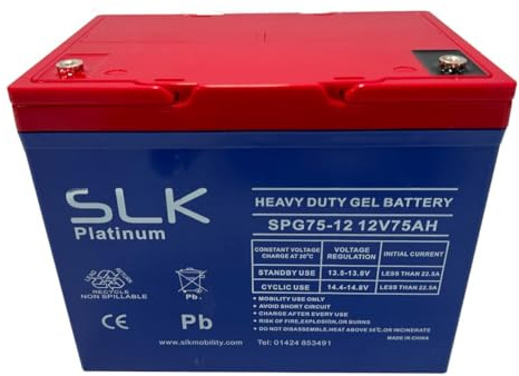 SLK Platinum Mobility Scooter GEL Battery Pair of 2 x 12v 75ah Reliable And long Lasting Replacement Batteries For Electric Scooters And Wheelchairs