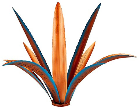 Peosaard Sculpture de Tequila, Plante d'agave en métal, Agave de métal Peint à la Main Rustique, 9 Feuilles Ornements de Jardin décor extérieur Figurines décorations de Jardin Maison
