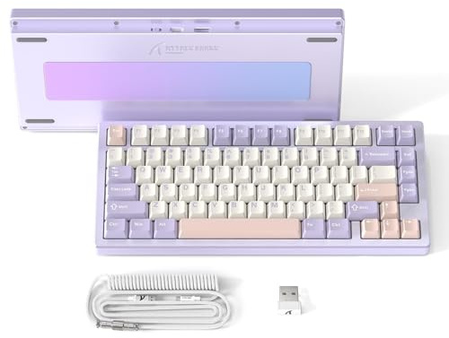 ATTACK SHARK X75 VIA QMK Mit Vollaluminium Kabellose Mechanische Gaming-Tastatur, BT/2.4GHz/USB-C Kabel, Hot-Swap Vorgeölte Lineare Schalter RGB, 75% QWERTY-Layout Mit Fünfschichtiger Polsterung -Lila