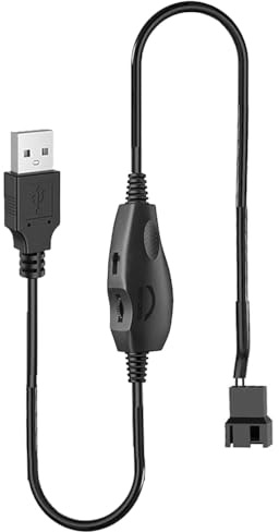 Gjord av ny ingångad 12 V spänning uppåt USB till 3- och 4-polig PC-fläkt täckt strömkabel med strömbrytare och varvtalsregulator
