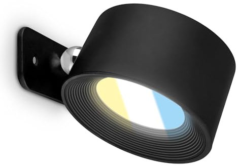 BRILONER - Wandleuchte ohne Stromanschluss mit Akku, magnetisch abnehmbar, 360 Grad drehbar, dimmbar, CCT, Wandleuchte Innen, Wandlampe, Bettlampe, Lampe Bett, Leselampe, 8,7x7,5x4,8cm, Schwarz