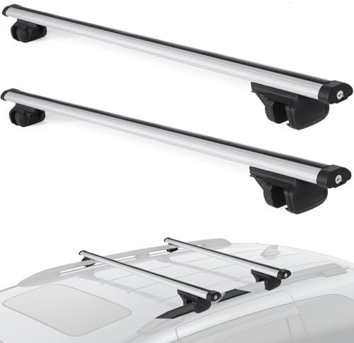 WODHMIEY Universal Dachträger Stangen, Auto Dachgepäckträger, Aluminium, 135cm, Passend für Modelle mit offener Dachreling, Trägt bis zu 100kg, Geeignet für SUVs und andere Fahrzeuge