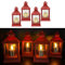 4er Set Laternen mit LED Kerzen und 6-Stunden Timer - Outdoor, für draußen geeignet - Deko Stimmungslicht (Weinrot/Gold)