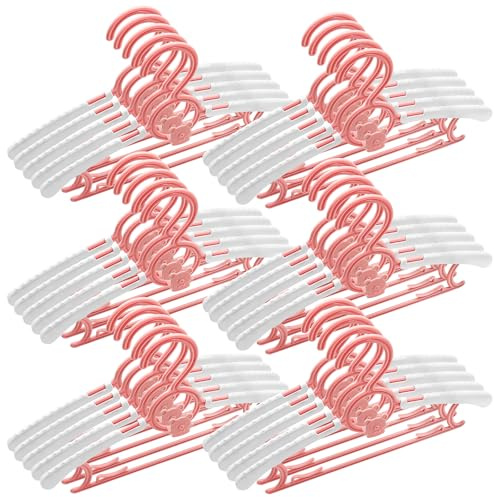 Xpieoyrm 30 Piezas Perchas Ropa Ajustable Antideslizantes, con Ganchos de Osito Apilables, Ahorro de Espacio, Perchas Niños Duraderas de Plástico, para Ahorrar Espacio
