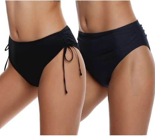Adigaber Braguita de Bikini para Mujer Cintura Alta y Baja Sexy Culotes de Bikinis Pack de 2 para Mujeres Niñas Adolescentes